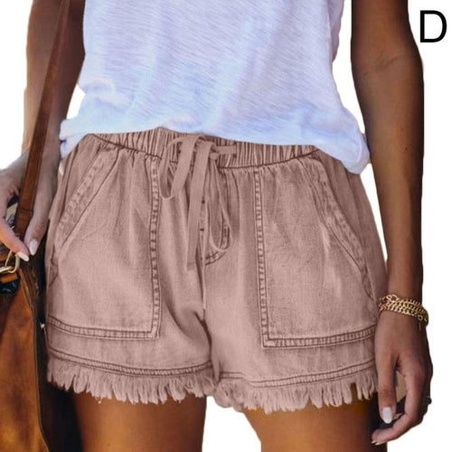 Casual Denim Short with Frayed Detail