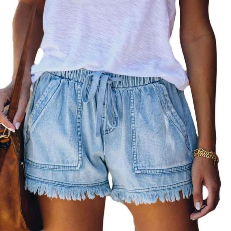 Casual Denim Short with Frayed Detail