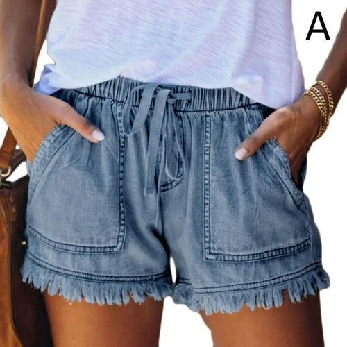 Casual Denim Short with Frayed Detail
