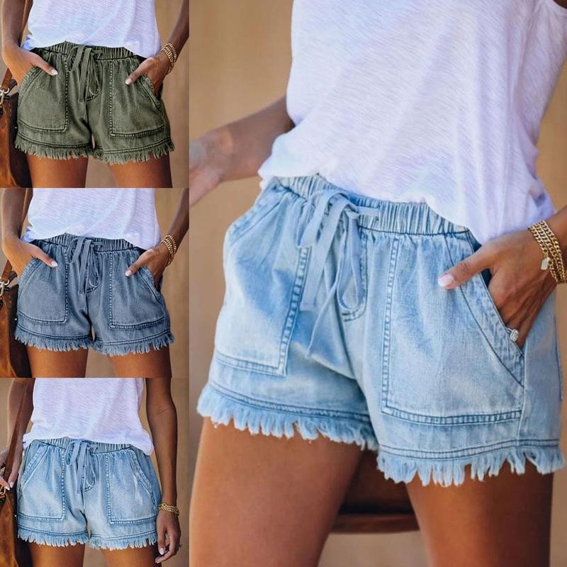 Casual Denim Short with Frayed Detail