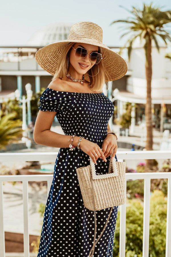 Off-Shoulder Polka Dot Dress