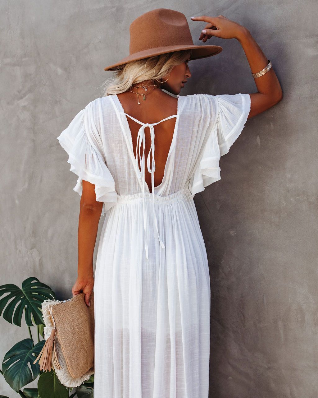 Long Sleeve White Bikini Cover-up Dress